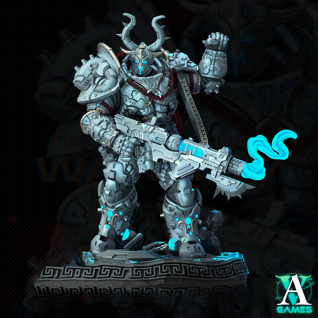 Sci-Fi Miniature Space Knight, Hellas Eternal | 28mm,32mm, 54mm, 75mm,100mm Scales | Resin Mini | Archvillain Games