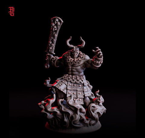 Oni Demon Fiend ( 5 sizes ) | 28mm,32mm,54mm,75mm,100mm Scale - Boss Monster Mini - Minis - D&D 5e - Pathfinder Figurine | Flesh of Gods