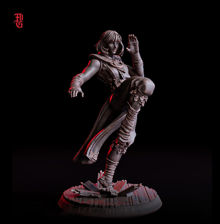 Female Human Monk PC NPC Unpainted Miniature | 28mm, 32mm,54mm, 75mm, 100mm Scale Resin Mini | Dungeons and Dragons D&amp;D 5e | Flesh of Gods