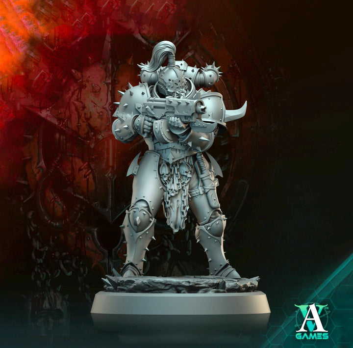 Sci-Fi Miniature Chaos Space Knight, Orbita Hellscape Legions Marauder | 28mm,32mm, 54mm, 75mm,100mm Scales | Resin Mini | Archvillain Games
