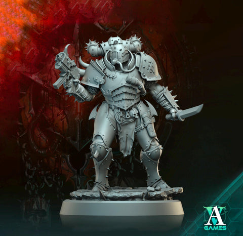 Sci-Fi Miniature Chaos Space Knight, Orbita Hellscape Legions Marauder | 28mm,32mm, 54mm, 75mm,100mm Scales | Resin Mini | Archvillain Games