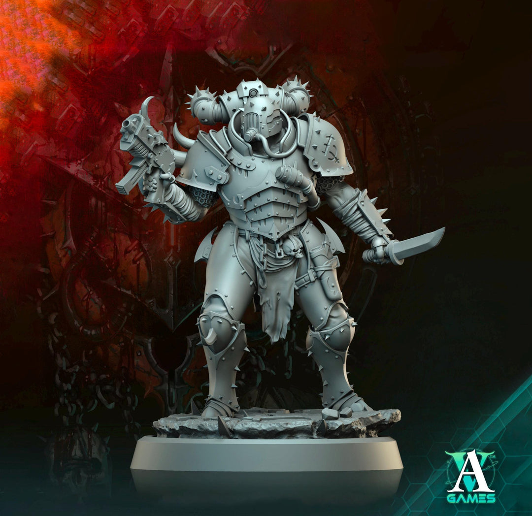 Sci-Fi Miniature Chaos Space Knight, Orbita Hellscape Legions Marauder | 28mm,32mm, 54mm, 75mm,100mm Scales | Resin Mini | Archvillain Games