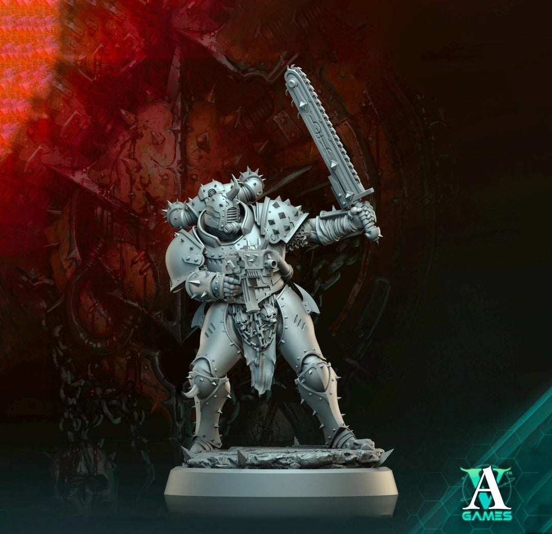Sci-Fi Miniature Chaos Space Knight, Orbita Hellscape Legions Marauder | 28mm,32mm, 54mm, 75mm,100mm Scales | Resin Mini | Archvillain Games
