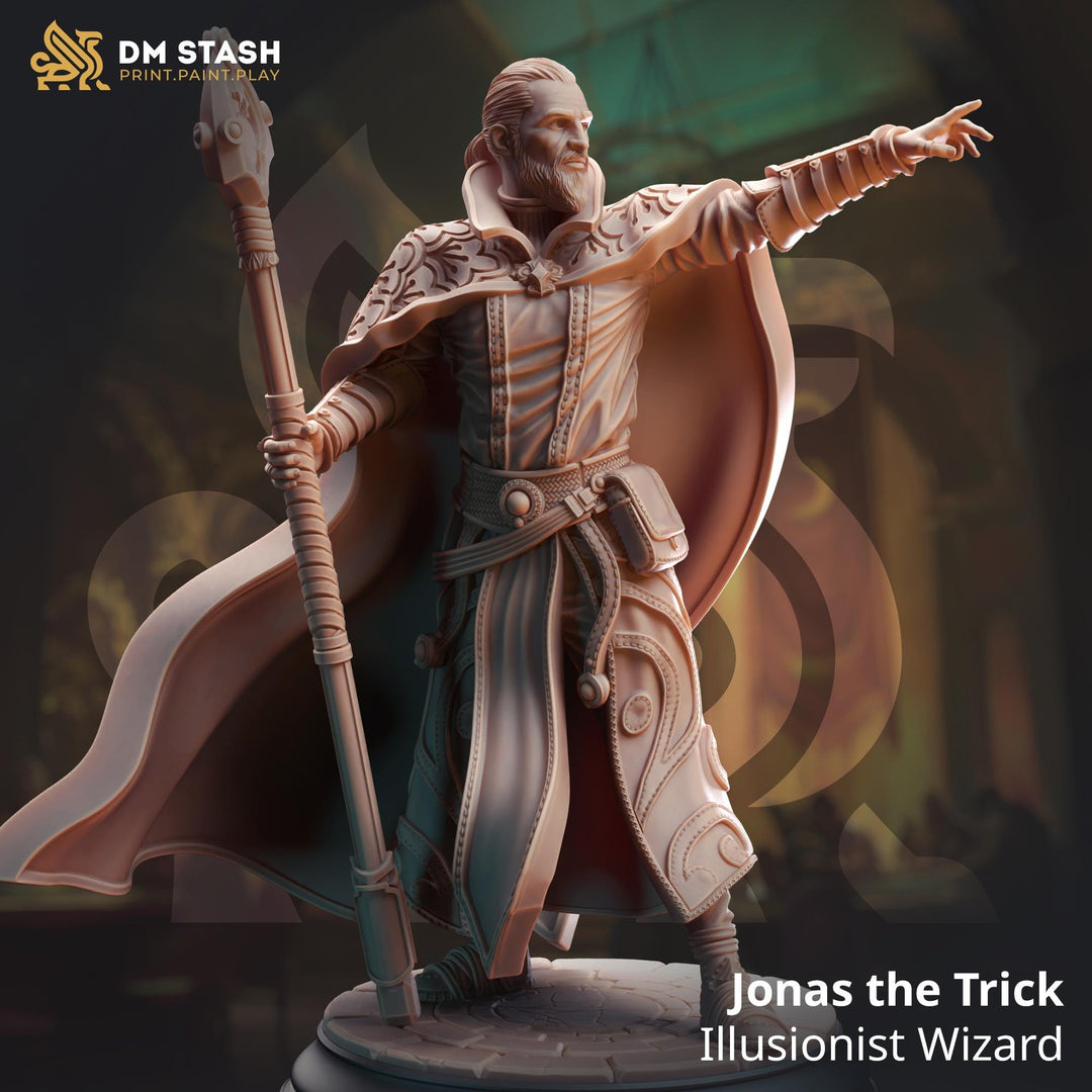 Human Illusionist Wizard, Warlock, Sorcerer PC / NPC Resin Figure | 28mm, 32mm,54mm,75mm, 100mm Scales | Dungeons and Dragons 5E | DM Stash