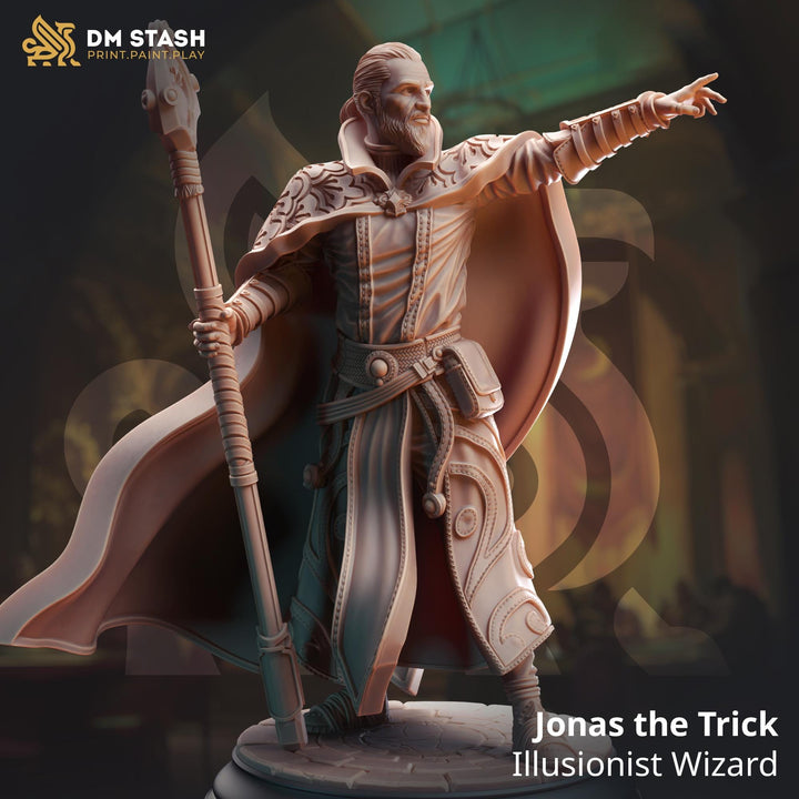 Human Illusionist Wizard, Warlock, Sorcerer PC / NPC Resin Figure | 28mm, 32mm,54mm,75mm, 100mm Scales | Dungeons and Dragons 5E | DM Stash