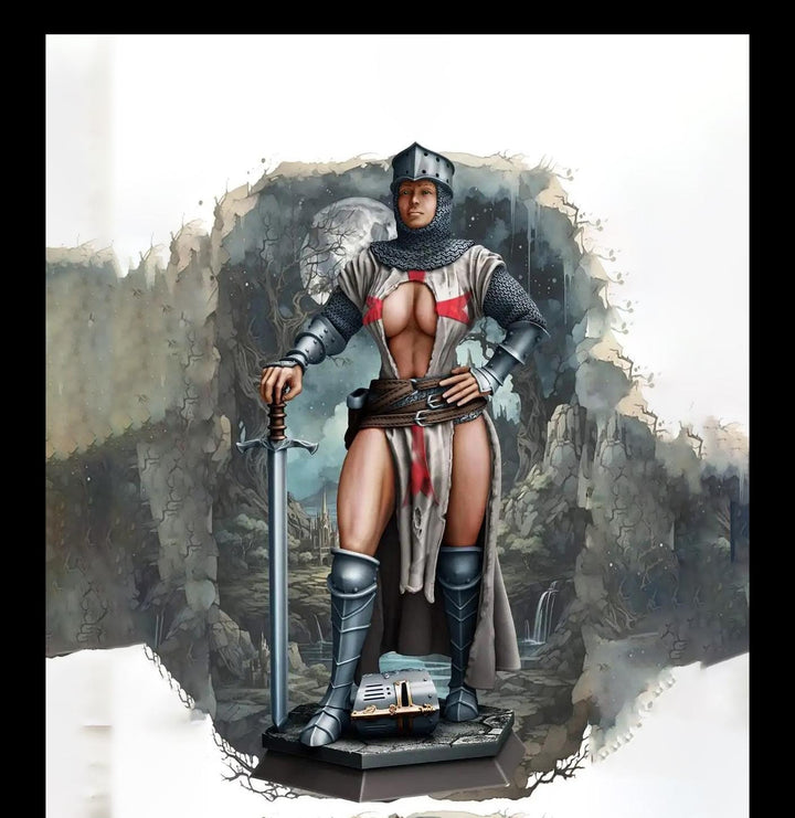 Female Paladin, Fighter, Crusader Knight, Sword D&amp;D 5e Mini | 28mm, 32mm,54mm,75mm,100mm Scales | Dungeons and Dragons Pathfinder |