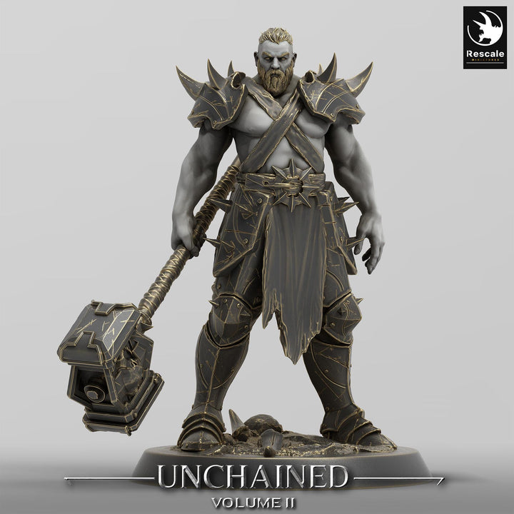 Barbarian, Ranger, Fighter, Big Hammer, Unpainted Miniature| 28mm, 32mm,54mm,75mm,100mm Scales | Dungeons and Dragons 5E | Pathfinder