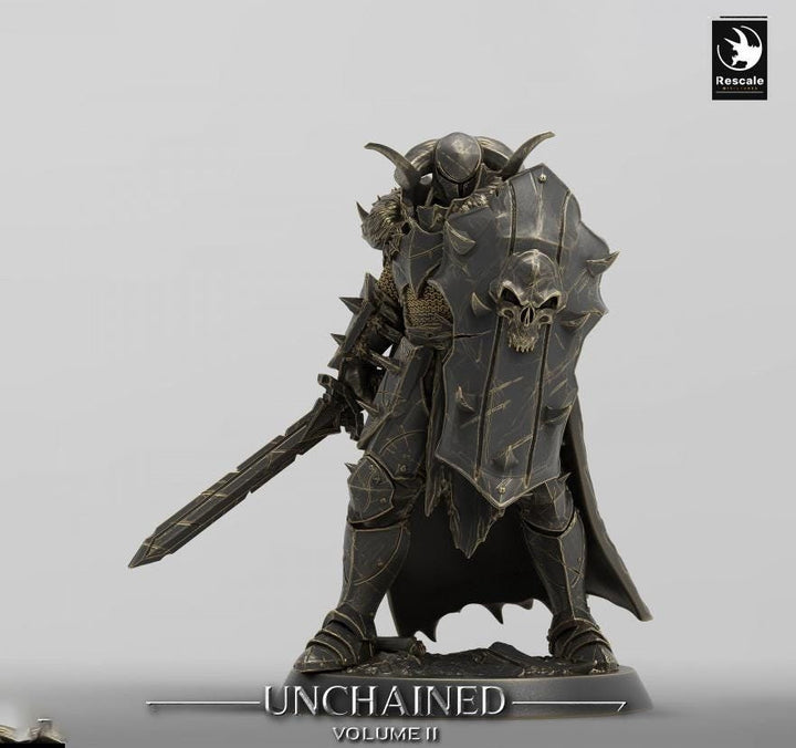 Oathbreaker Paladin, Fighter,Soldier Sword and Shield, DnD Unpainted Miniature| 28mm, 32mm,54mm,75mm,100mm Scales | Dungeons &amp; Dragons