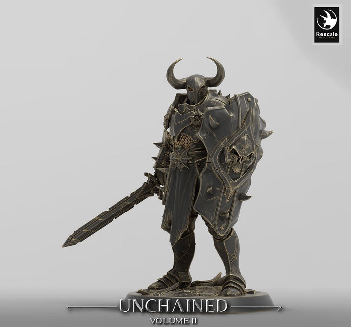 Oathbreaker Paladin, Fighter,Soldier Sword and Shield, DnD Unpainted Miniature| 28mm, 32mm,54mm,75mm,100mm Scales | Dungeons &amp; Dragons