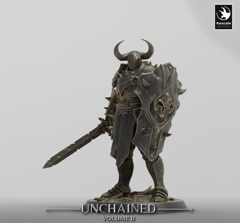 Oathbreaker Paladin, Fighter,Soldier Sword and Shield, DnD Unpainted Miniature| 28mm, 32mm,54mm,75mm,100mm Scales | Dungeons & Dragons