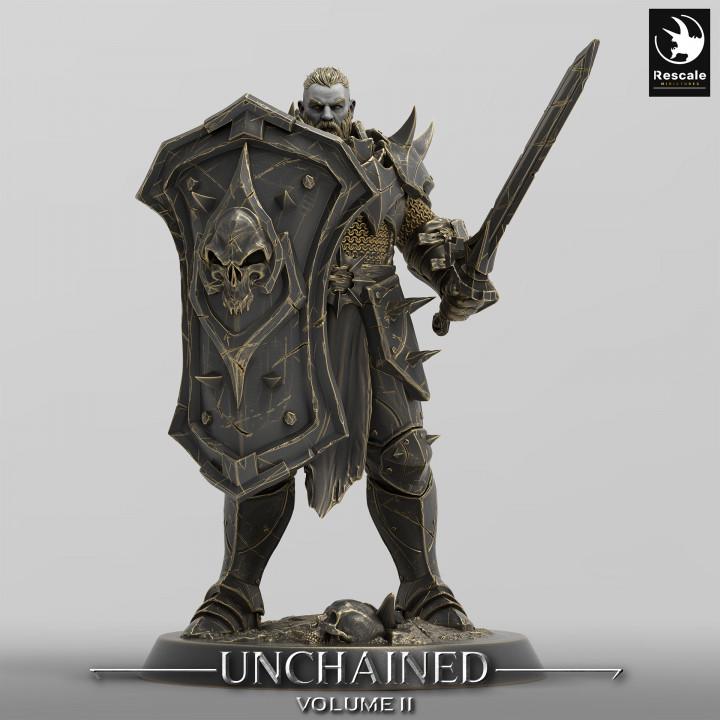 Oathbreaker Paladin, Fighter,Soldier Sword and Shield, DnD Unpainted Miniature| 28mm, 32mm,54mm,75mm,100mm Scales | Dungeons &amp; Dragons