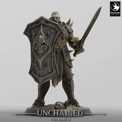 Oathbreaker Paladin, Fighter,Soldier Sword and Shield, DnD Unpainted Miniature| 28mm, 32mm,54mm,75mm,100mm Scales | Dungeons & Dragons