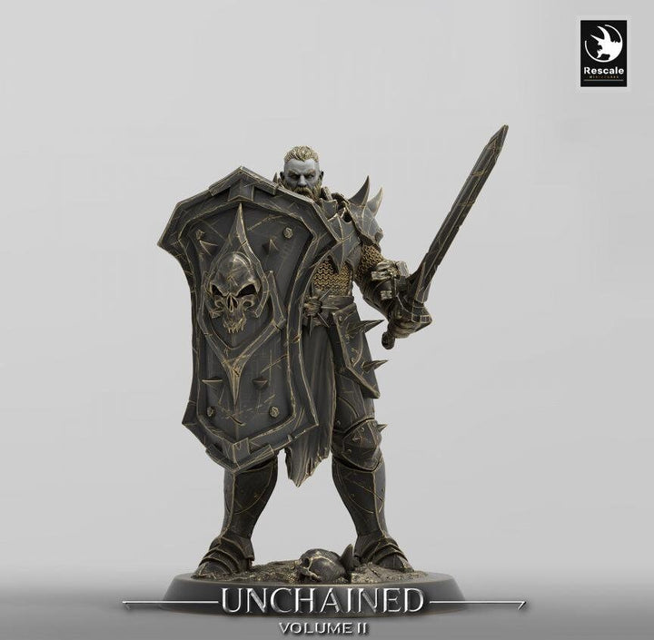 Oathbreaker Paladin, Fighter,Soldier Sword and Shield, DnD Unpainted Miniature| 28mm, 32mm,54mm,75mm,100mm Scales | Dungeons &amp; Dragons