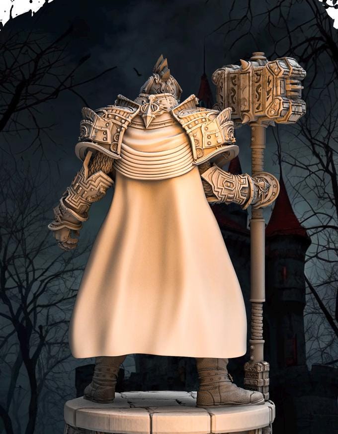 Human Cleric, Paladin Fighter Maul and Platemail | Unpainted Miniature | 5 Sizes /Scales |DnD