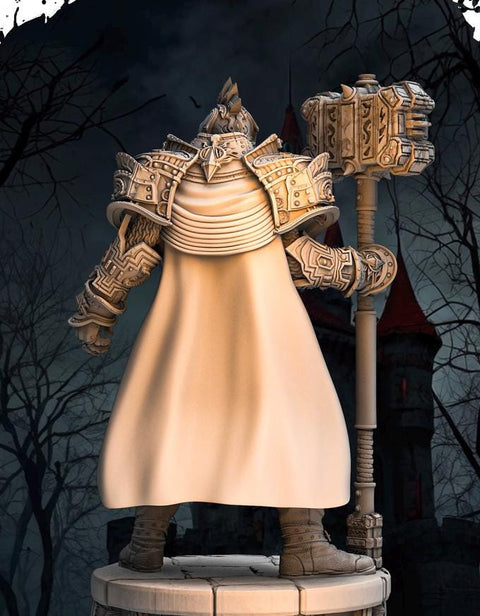 Human Cleric, Paladin Fighter Maul and Platemail | Unpainted Miniature | 28mm, 32mm, 54mm,75mm,100mm Scales | Pathfinder Figure | DnD | |