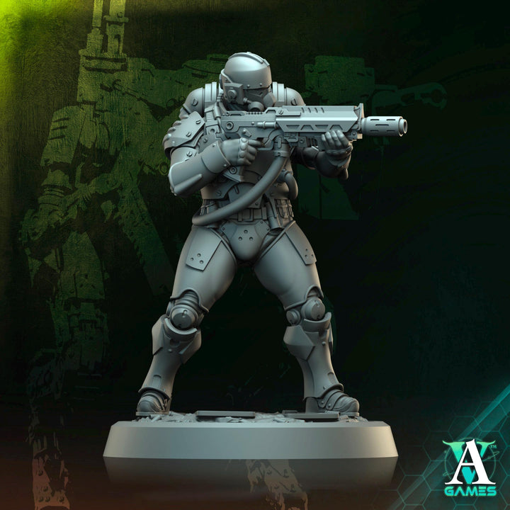 Sci-Fi Miniature Space Soldier Argo Commando | 28mm,32mm Scales &amp; 54mm,75mm,100mm TALL | Resin Mini | Shocktrooper TPG | Archvillain Games