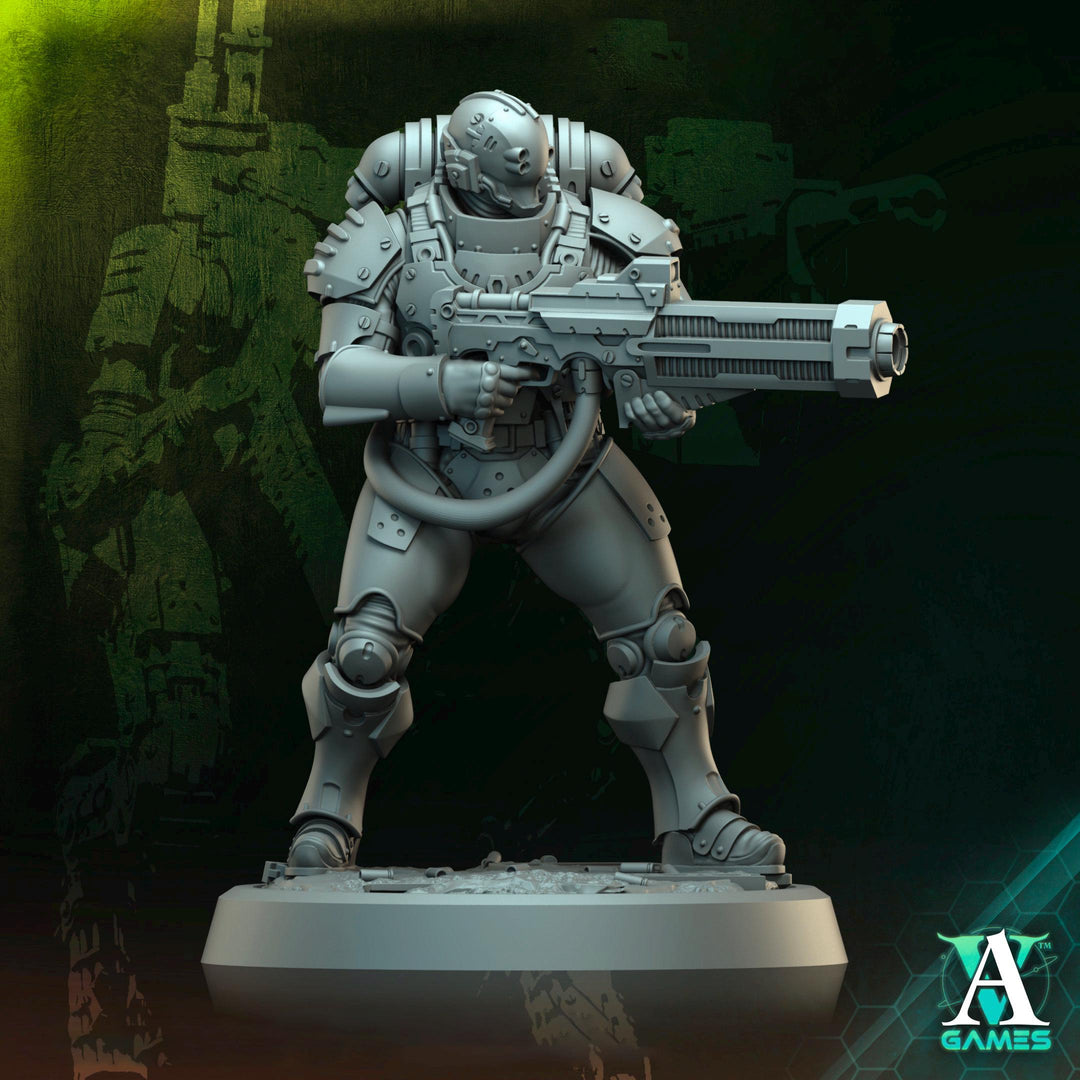 Sci-Fi Miniature Space Soldier Argo Commando | 28mm,32mm Scales &amp; 54mm,75mm,100mm TALL | Resin Mini | Shocktrooper TPG | Archvillain Games