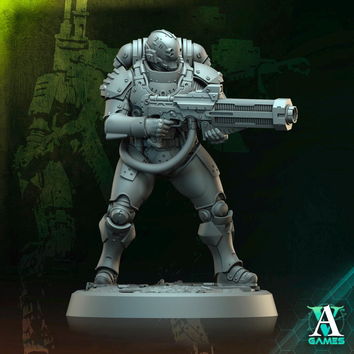 Sci-Fi Miniature Space Soldier Argo Commando | 28mm,32mm Scales &amp; 54mm,75mm,100mm TALL | Resin Mini | Shocktrooper TPG | Archvillain Games