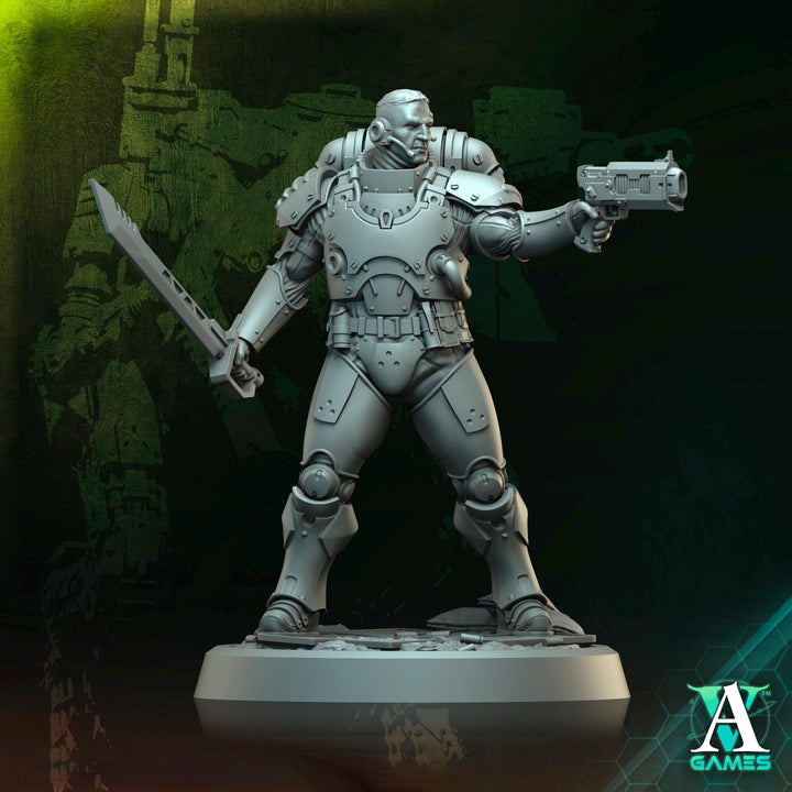 Sci-Fi Miniature Space Soldier Argo Commando | 28mm,32mm Scales &amp; 54mm,75mm,100mm TALL | Resin Mini | Shocktrooper TPG | Archvillain Games