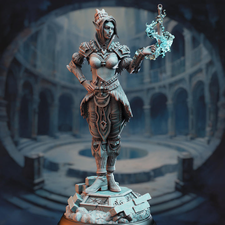 Female Half Elf Sorcerer,Warlock, Psionic Arcane Trickster Miniature | 28mm,32mm,54mm,75mm, 100mm Scales | Dungeons and Dragons 5E DM Stash