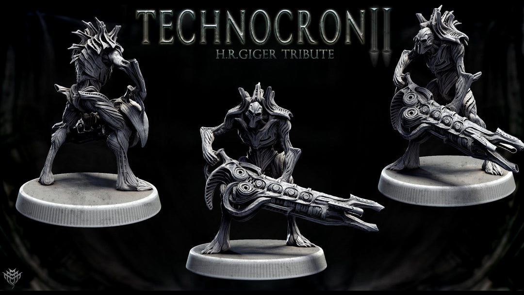 Sci-Fi Miniature Robot Fighter, H.R Giger Style | Base Diameter Sizes: 25mm,32mm, 50mm, 65mm,80mm | Resin Mini | Mini Monster Mayhem