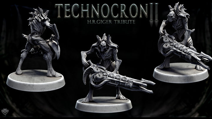 Sci-Fi Miniature Robot Fighter, H.R Giger Style | Base Diameter Sizes: 25mm,32mm, 50mm, 65mm,80mm | Resin Mini | Mini Monster Mayhem