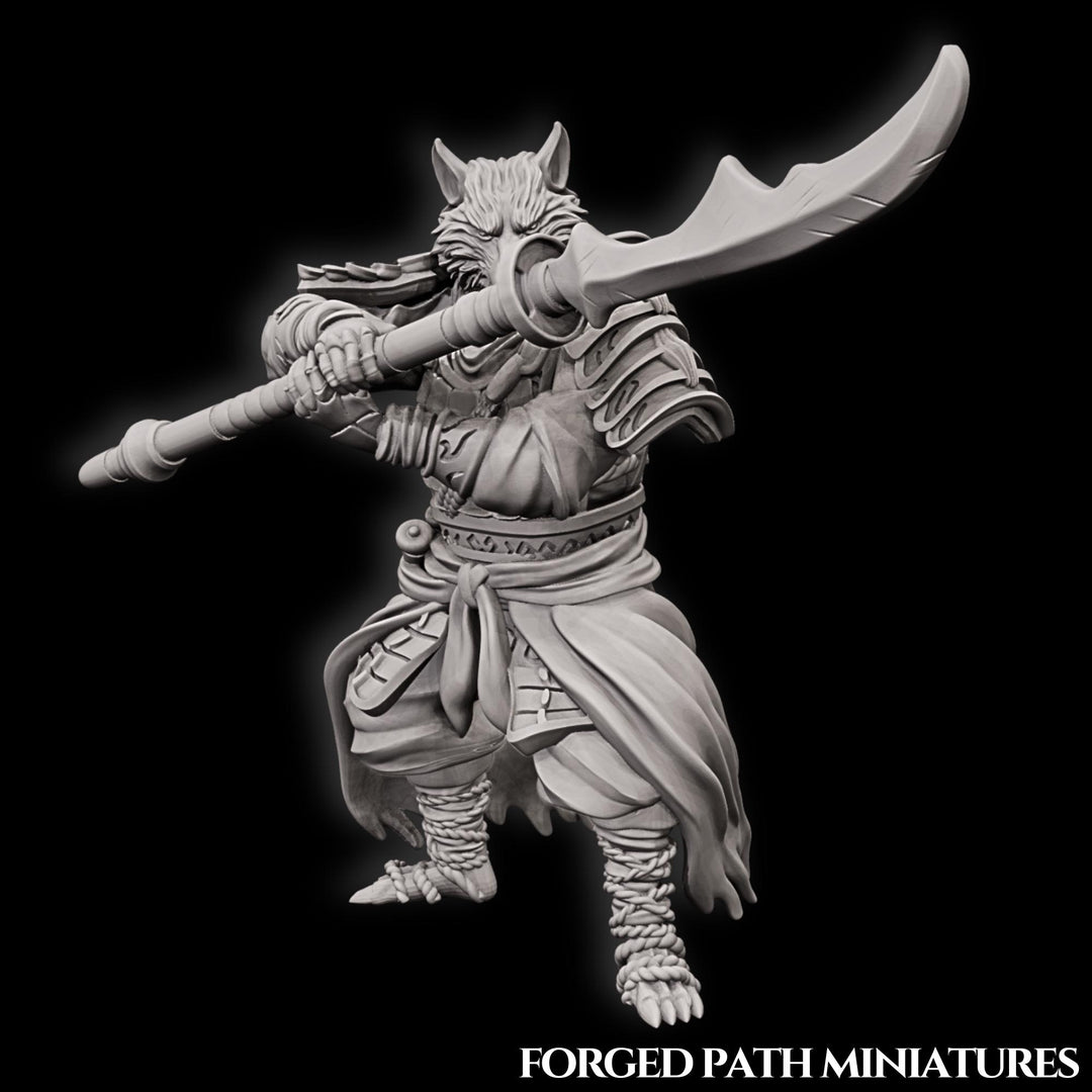 WereFox Fighter Samurai, Fox Folk, Kitsune | DnD Miniature 28mm,32mm,54mm, 75mm,100mm Scale Pathfinder Figure/ DnD Figurine unpainted
