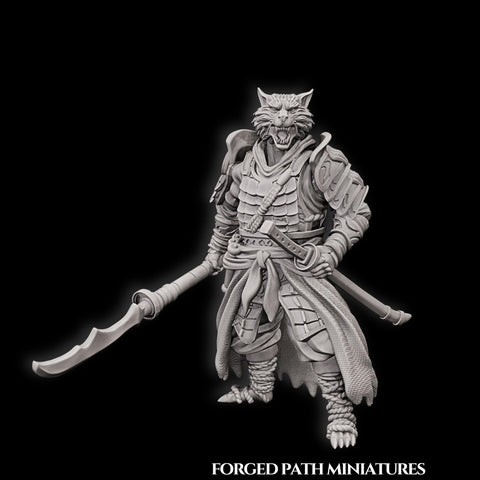WereFox Fighter Samurai, Fox Folk, Kitsune | DnD Miniature 28mm,32mm,54mm, 75mm,100mm Scale Pathfinder Figure/ DnD Figurine unpainted