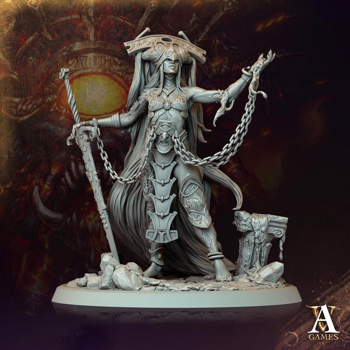 Human Female Sorcerer Warlock Cleric Necromancer |28mm,32mm,54mm,75mm,100mm Scales| Dungeons and Dragons | Pathfinder | Archvillain Games
