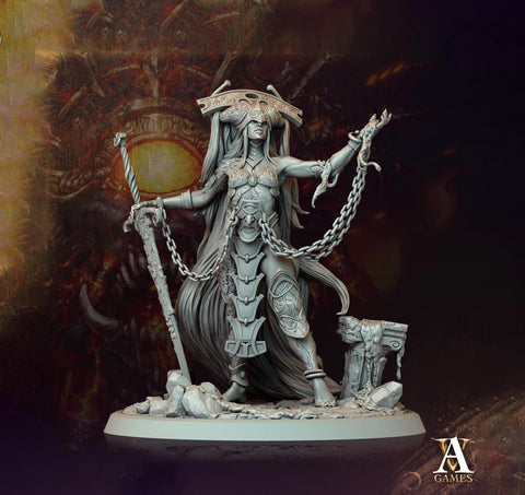 Human Female Sorcerer Warlock Cleric Necromancer |28mm,32mm,54mm,75mm,100mm Scales| Dungeons and Dragons | Pathfinder | Archvillain Games