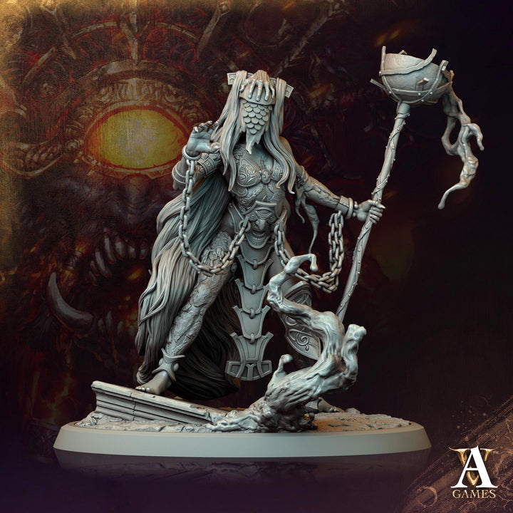 Human Female Sorcerer Warlock Cleric Necromancer |28mm,32mm,54mm,75mm,100mm Scales| Dungeons and Dragons | Pathfinder | Archvillain Games