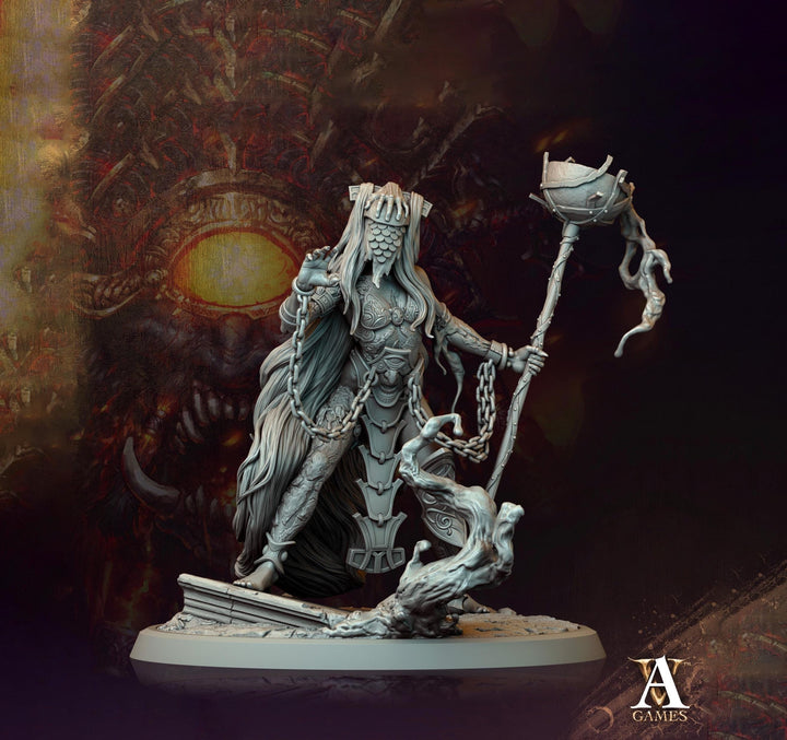 Human Female Sorcerer Warlock Cleric Necromancer |28mm,32mm,54mm,75mm,100mm Scales| Dungeons and Dragons | Pathfinder | Archvillain Games