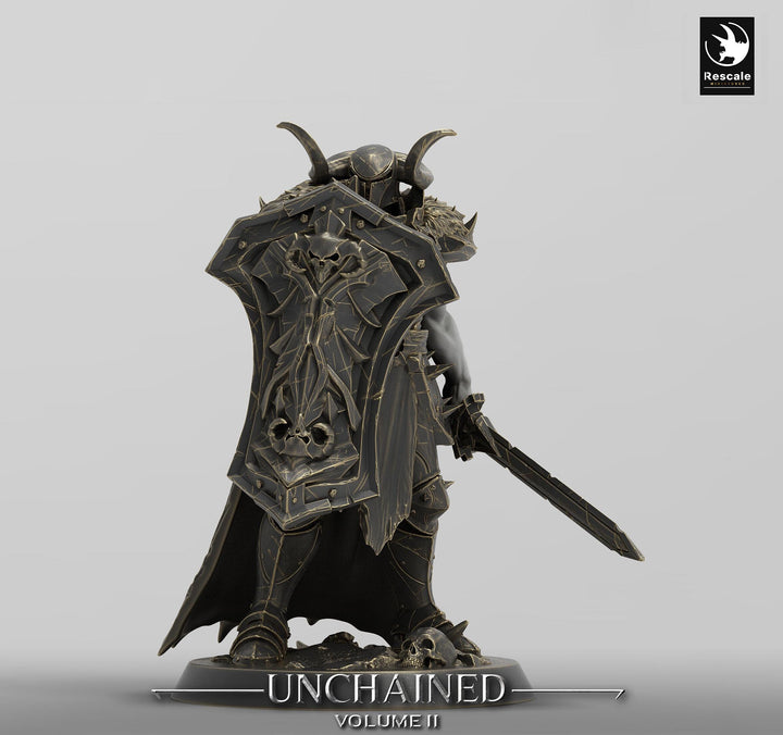 Oathbreaker Paladin, Fighter,Soldier Sword and Shield, DnD Unpainted Miniature| 28mm, 32mm,54mm,75mm,100mm Scales | Dungeons &amp; Dragons