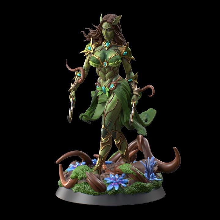 Female Fey Druid Circle of Land with Dual Scimitars, Fey Warlock | 28mm, 32mm,54mm,75mm, 100mm Scales | Dungeons &amp; Dragons 5E | DM Stash