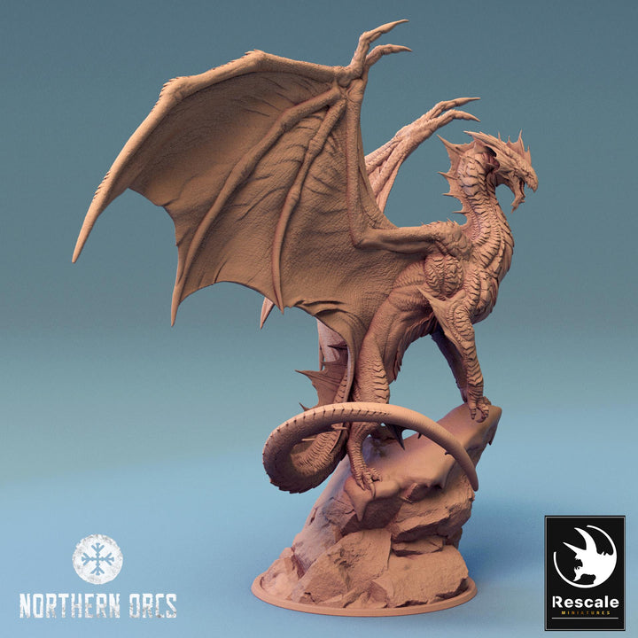 Silver Dragon (4 sizes) D&amp;D Unpainted Resin Miniature | 297mm Wing Span, 249mm Height | Great gift Dungeons and Dragons 5e Pathfinder |