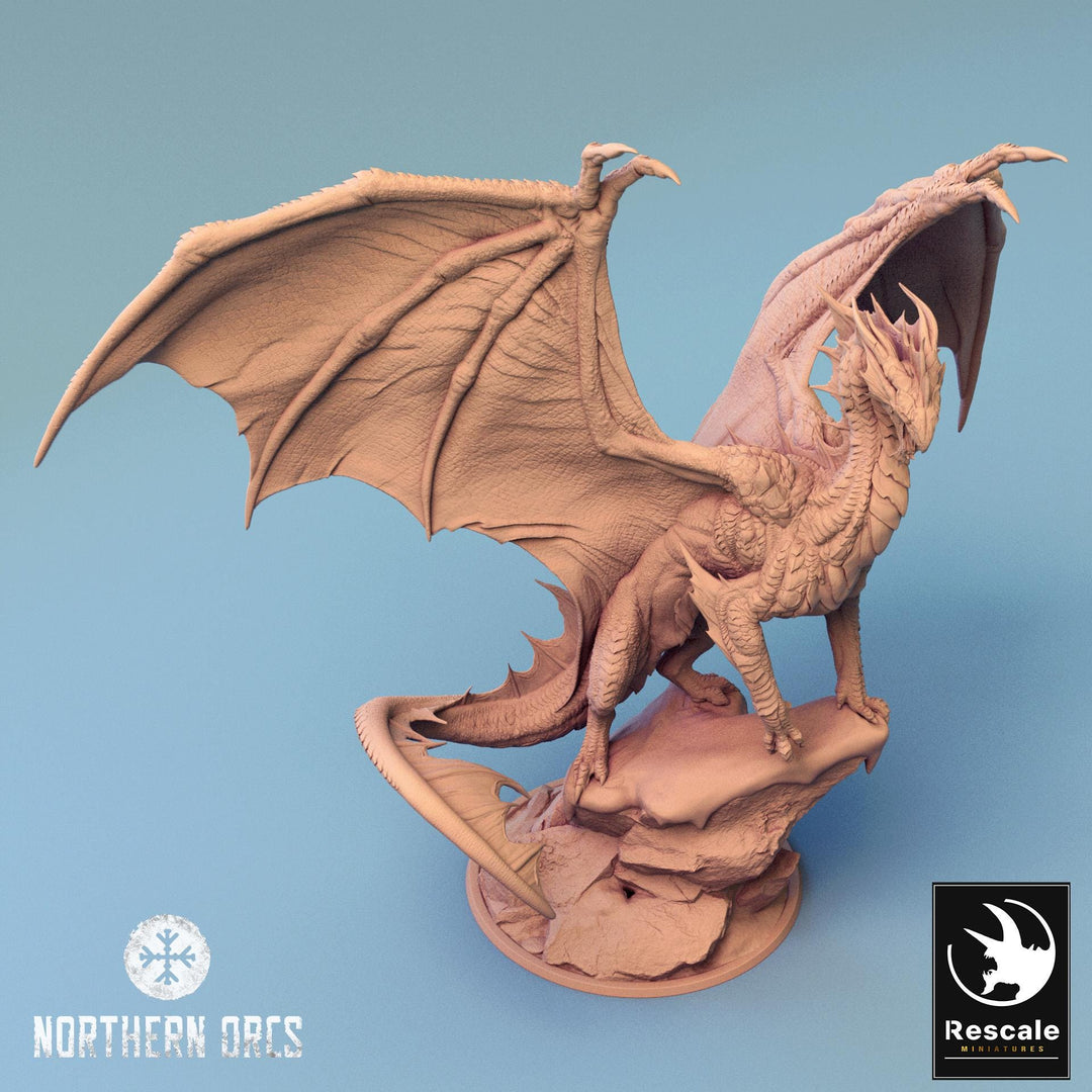 Silver Dragon (4 sizes) D&amp;D Unpainted Resin Miniature | 297mm Wing Span, 249mm Height | Great gift Dungeons and Dragons 5e Pathfinder |