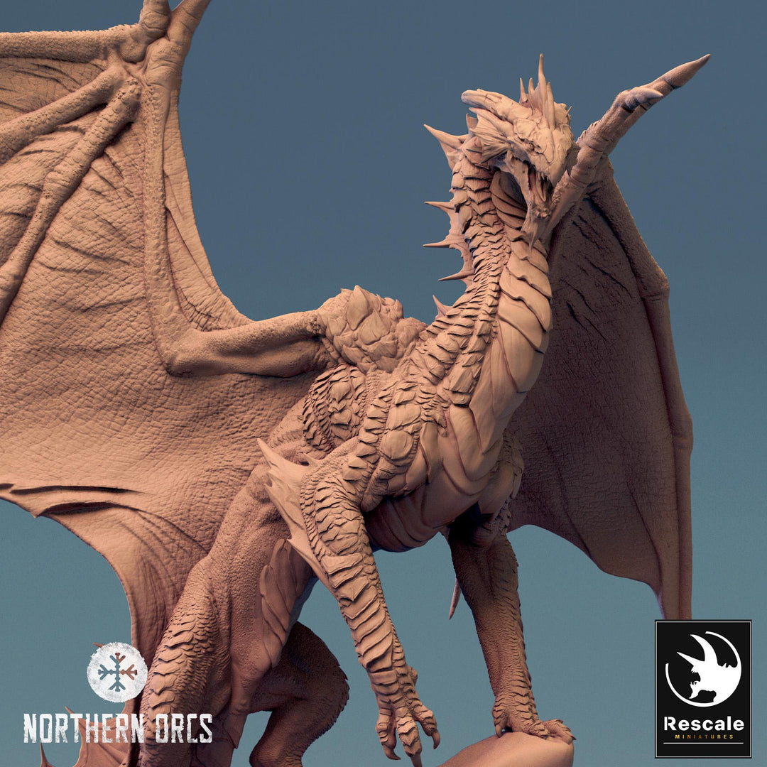 Silver Dragon (4 sizes) D&amp;D Unpainted Resin Miniature | 297mm Wing Span, 249mm Height | Great gift Dungeons and Dragons 5e Pathfinder |