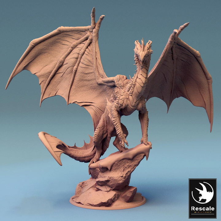 Silver Dragon (4 sizes) D&amp;D Unpainted Resin Miniature | 297mm Wing Span, 249mm Height | Great gift Dungeons and Dragons 5e Pathfinder |