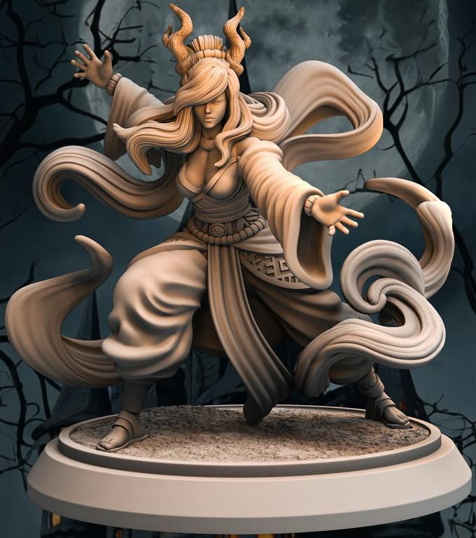 Tiefling Female Monk, Sorcerer PC NPC Miniature NSFW Topless versions | 28mm,32mm,54mm,75mm,100mm Scales |DnD 5e