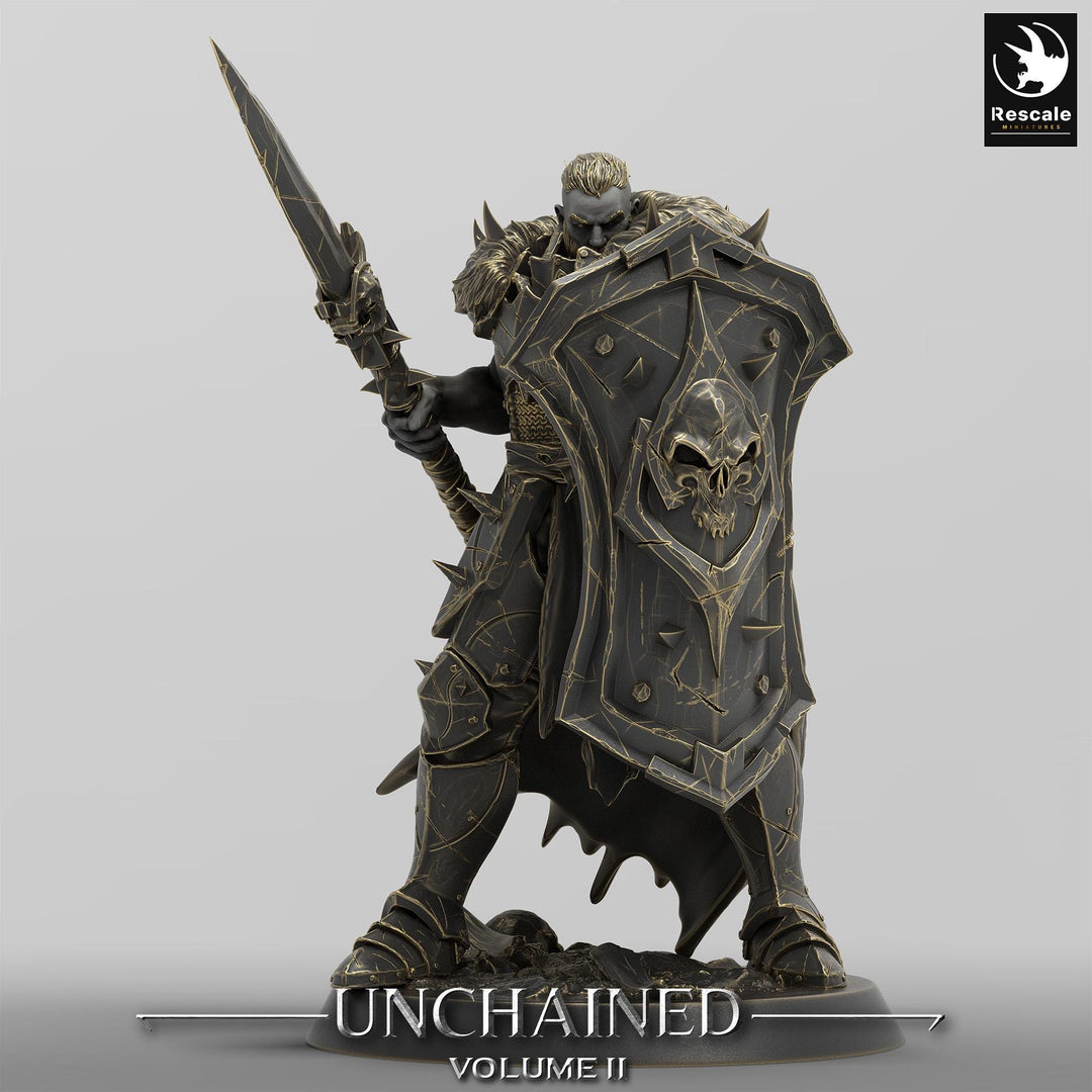 Oathbreaker Paladin, Fighter,Soldier Spear and Shield, DnD Unpainted Miniature| 28mm, 32mm,54mm,75mm,100mm Scales | Dungeons &amp; Dragons