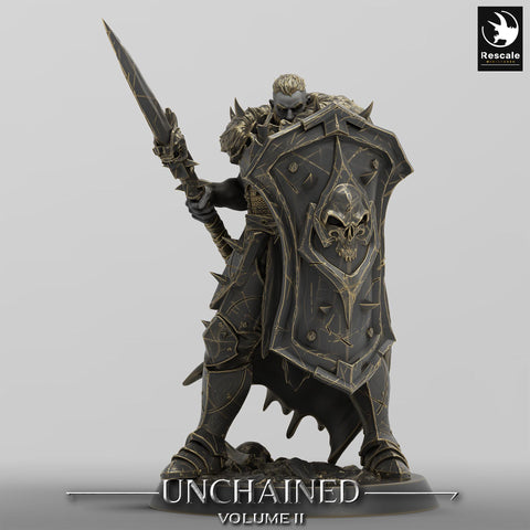 Oathbreaker Paladin, Fighter,Soldier Spear and Shield, DnD Unpainted Miniature| 28mm, 32mm,54mm,75mm,100mm Scales | Dungeons & Dragons