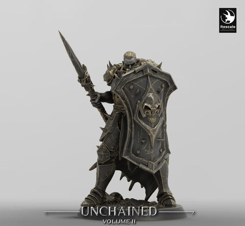 Oathbreaker Paladin, Fighter,Soldier Spear and Shield, DnD Unpainted Miniature| 28mm, 32mm,54mm,75mm,100mm Scales | Dungeons & Dragons