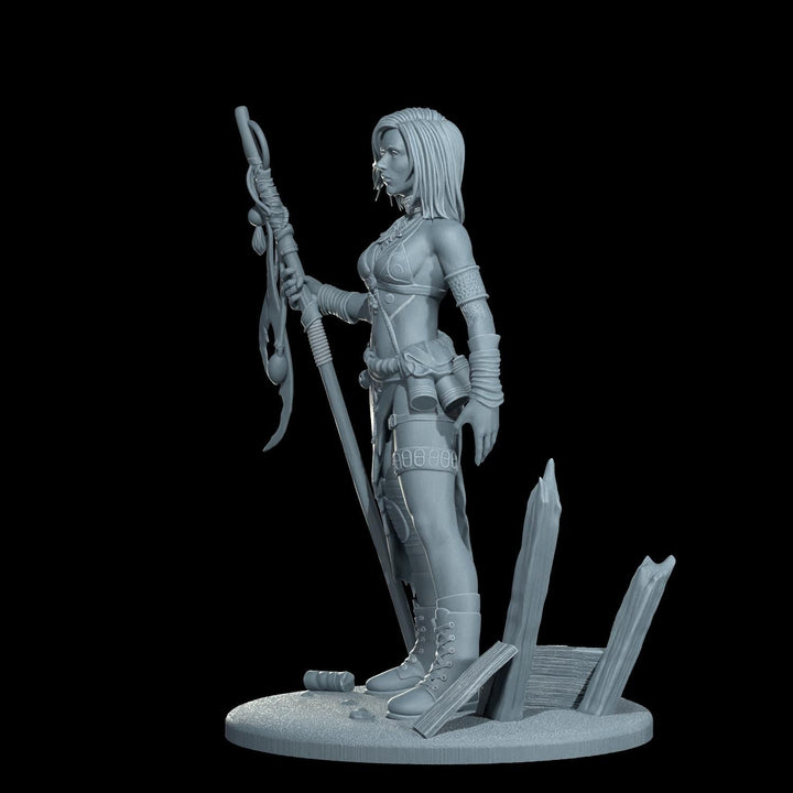 Female Sci-Fi Warrior Soldier, PC NPC Unpainted Resin Miniature | NSFW Topless &amp; Nude versions | 28mm, 32mm,54mm, 75mm, 100mm Scales |DnD 5e