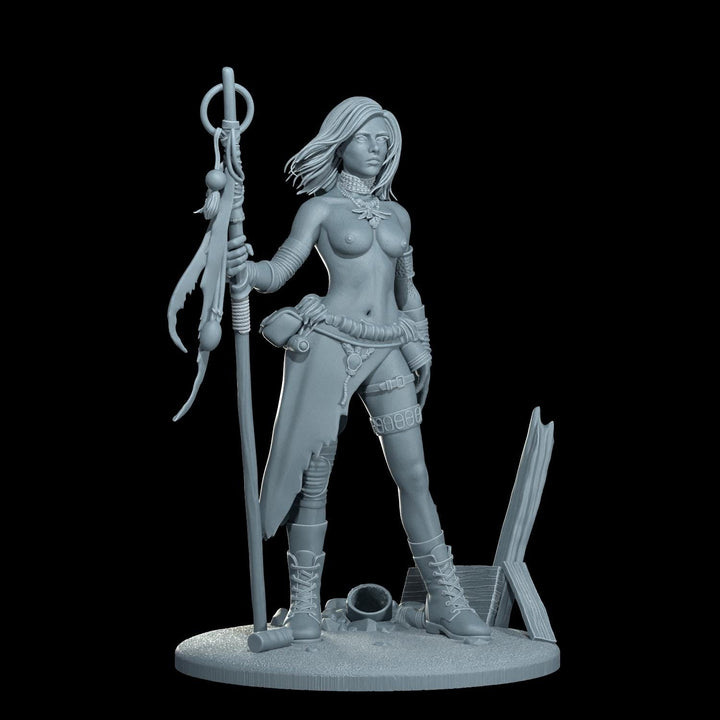 Female Sci-Fi Warrior Soldier, PC NPC Unpainted Resin Miniature | NSFW Topless &amp; Nude versions | 28mm, 32mm,54mm, 75mm, 100mm Scales |DnD 5e