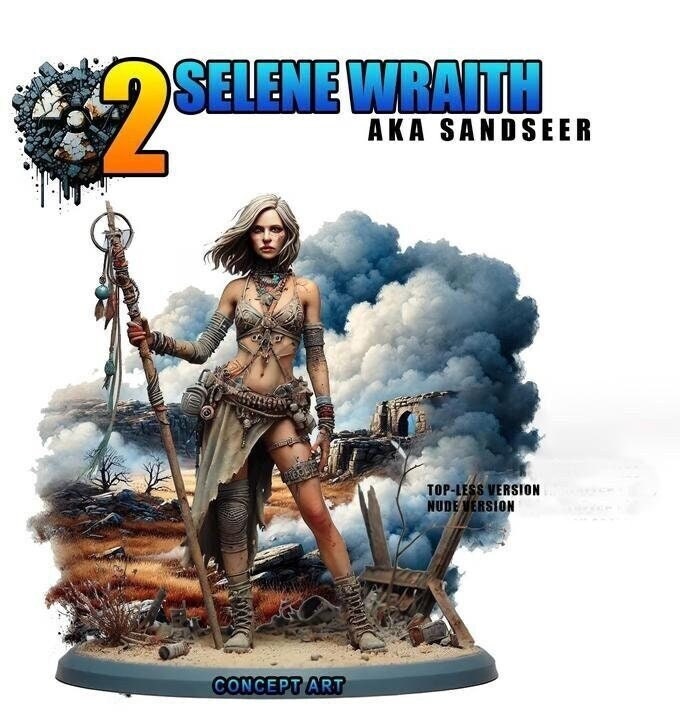 Female Sci-Fi Warrior Soldier, PC NPC Unpainted Resin Miniature | NSFW Topless & Nude versions | 28mm, 32mm,54mm, 75mm, 100mm Scales |DnD 5e