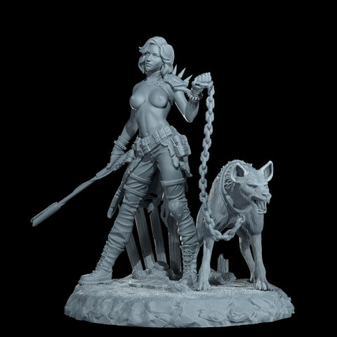 Female Sci-Fi Warrior Soldier, PC NPC Unpainted Resin Miniature | NSFW Topless & Nude versions | 28mm, 32mm,54mm, 75mm, 100mm Scales |DnD 5e