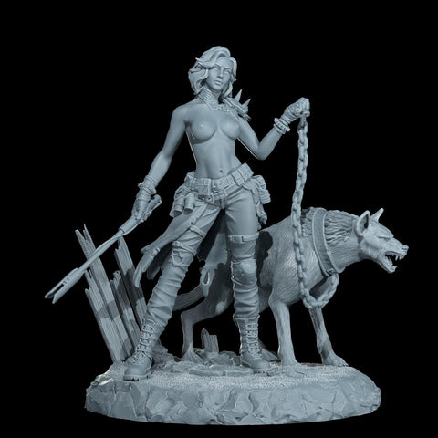 Female Sci-Fi Warrior Soldier, PC NPC Unpainted Resin Miniature | NSFW Topless & Nude versions | 28mm, 32mm,54mm, 75mm, 100mm Scales |DnD 5e