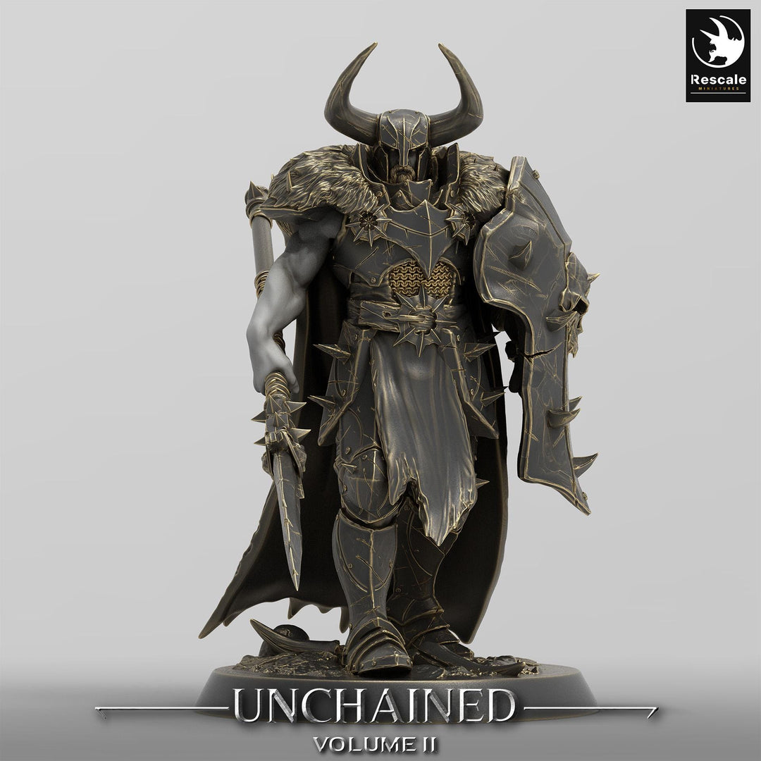 Oathbreaker Paladin, Fighter,Soldier Spear and Shield, DnD Unpainted Miniature| 28mm, 32mm,54mm,75mm,100mm Scales | Dungeons &amp; Dragons