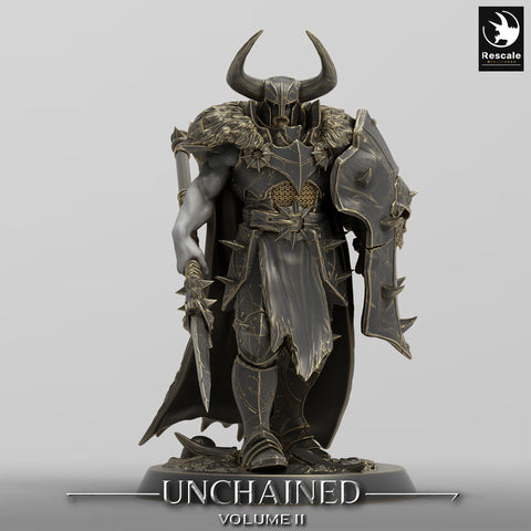 Oathbreaker Paladin, Fighter,Soldier Spear and Shield, DnD Unpainted Miniature| 28mm, 32mm,54mm,75mm,100mm Scales | Dungeons & Dragons