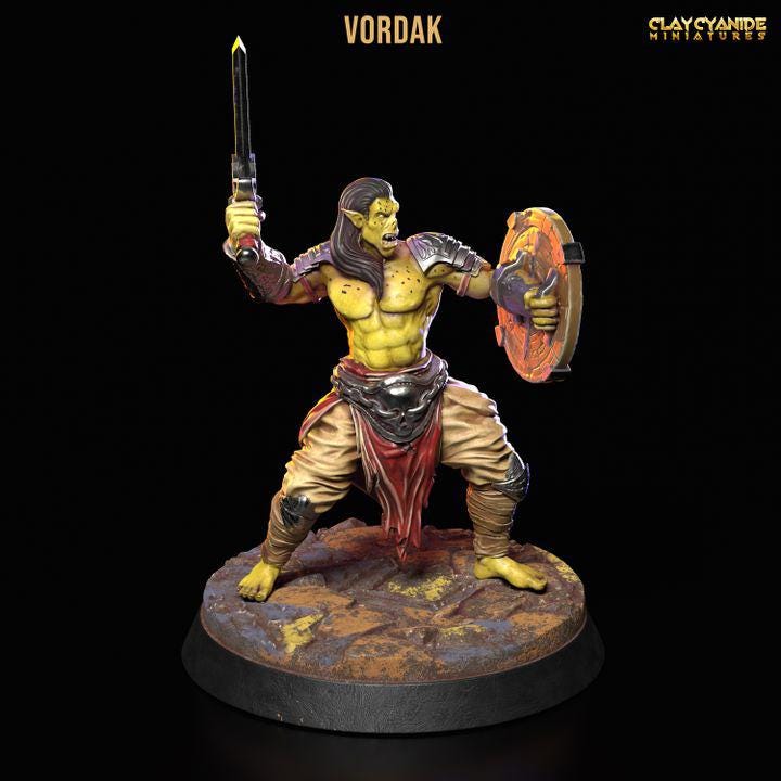 Githyanki Fighter Warrior Swords Dual Wielder UNPAINTED Resin Miniature | 28mm, 32mm,54mm,75mm,100mm Scale |Dungeons & Dragons| Clay Cyanide